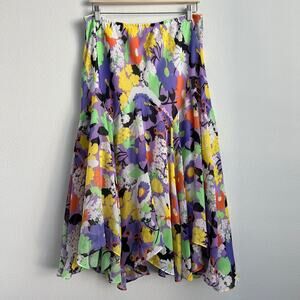 Bob Mackie Wearable Art Skirt XL Colorful Asymmetrical Flaw